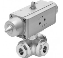 Шаровой кран с приводом Festo VZBA-3/8-GGG-63-32T-F0304-V4V4T-PS30-R-90-4-C Ру63 Ду10 (PN63 DN10)