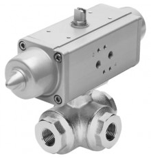 Шаровой кран с приводом Festo VZBA-3/4-GGG-63-32L-F0405-V4V4T-PS30-R-90-4-C Ру63 Ду20 (PN63 DN20)