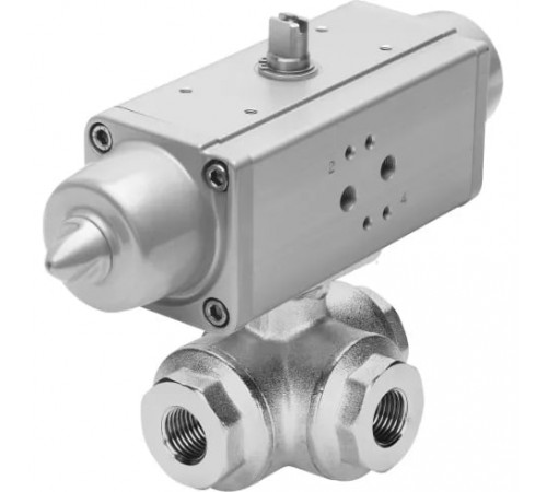 Шаровой кран с приводом Festo VZBA-2-GGG-63-32T-F0507-V4V4T-PS90-R-90-4-C Ру63 Ду50 (PN63 DN50)