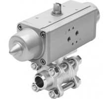 Шаровой кран с приводом Festo VZBA-21/2-WW-63-T-22-F0710-V4V4T-PS120-R-90-4-C Ру63 Ду65 (PN63 DN65)