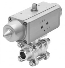 Шаровой кран с приводом Festo VZBA-21/2-WW-63-T-22-F0710-V4V4T-PS120-R-90-4-C Ру63 Ду65 (PN63 DN65)