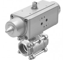 Шаровой кран с приводом Festo VZBA-3/8-GG-63-T-22-F0304-V4V4T-PS15-R-90-4-C Ру63 Ду10 (PN63 DN10)