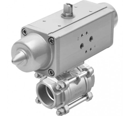 Шаровой кран с приводом Festo VZBA-21/2-GG-63-T-22-F0710-V4V4T-PS120-R-90-4-C Ру63 Ду65 (PN63 DN65)