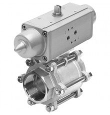 Шаровой кран с приводом Festo VZBA-3-GG-63-T-22-F0710-V4V4T-PS180-R-90-4-C Ру63 Ду80 (PN63 DN80)