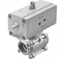 Шаровой кран с приводом Festo VZBA-3/8-GG-63-T-22-F0304-V4V4T-PP15-R-90-C Ру63 Ду10 (PN63 DN10)