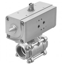 Шаровой кран с приводом Festo VZBA-3/4-GG-63-T-22-F0304-V4V4T-PP30-R-90-C Ру63 Ду20 (PN63 DN20)