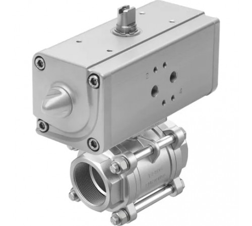 Шаровой кран с приводом Festo VZBA-21/2-GG-63-T-22-F0710-V4V4T-PP106-R-90-C Ру63 Ду65 (PN63 DN65)
