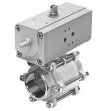 Шаровой кран с приводом Festo VZBA-3-GG-63-T-22-F0710-V4V4T-PP180-R-90-C Ру63 Ду80 (PN63 DN80)