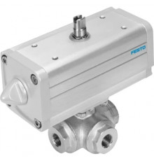 Шаровой кран с приводом Festo VZBA-3/4-GGG-63-32L-F0405-V4V4T-PP30-R-90-C Ру63 Ду20 (PN63 DN20)