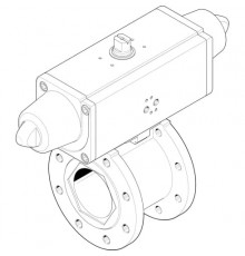 Шаровой кран с приводом Festo VZBC-100-FF-16-22-F0710-V4V4T-PS240-R-90-4-C Ру16 Ду100 (PN16 DN100)