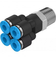 Коллектор цанговый с резьбой и четырьмя выходами Festo QSQ-1/4-4