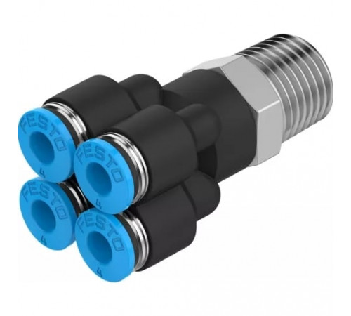 Коллектор цанговый с резьбой и четырьмя выходами Festo QSQ-1/4-4