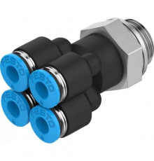 Коллектор цанговый с резьбой и четырьмя выходами Festo QSQ-G1/4-4