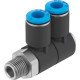 Тройник цанговый с резьбой поворотный Festo QSLV2-3/8-8