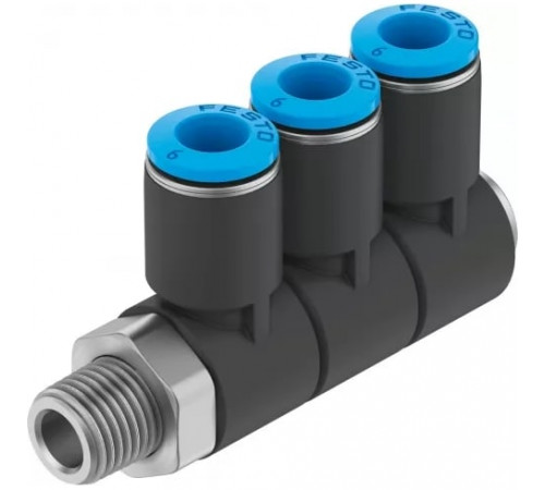 Тройник цанговый с резьбой поворотный Festo QSLV2-G1/8-6