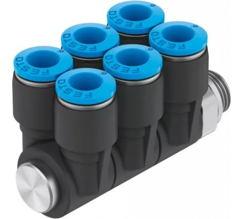 Коллектор цанговый поворотный с шестью выходами Festo QSLV6-G1/4-10